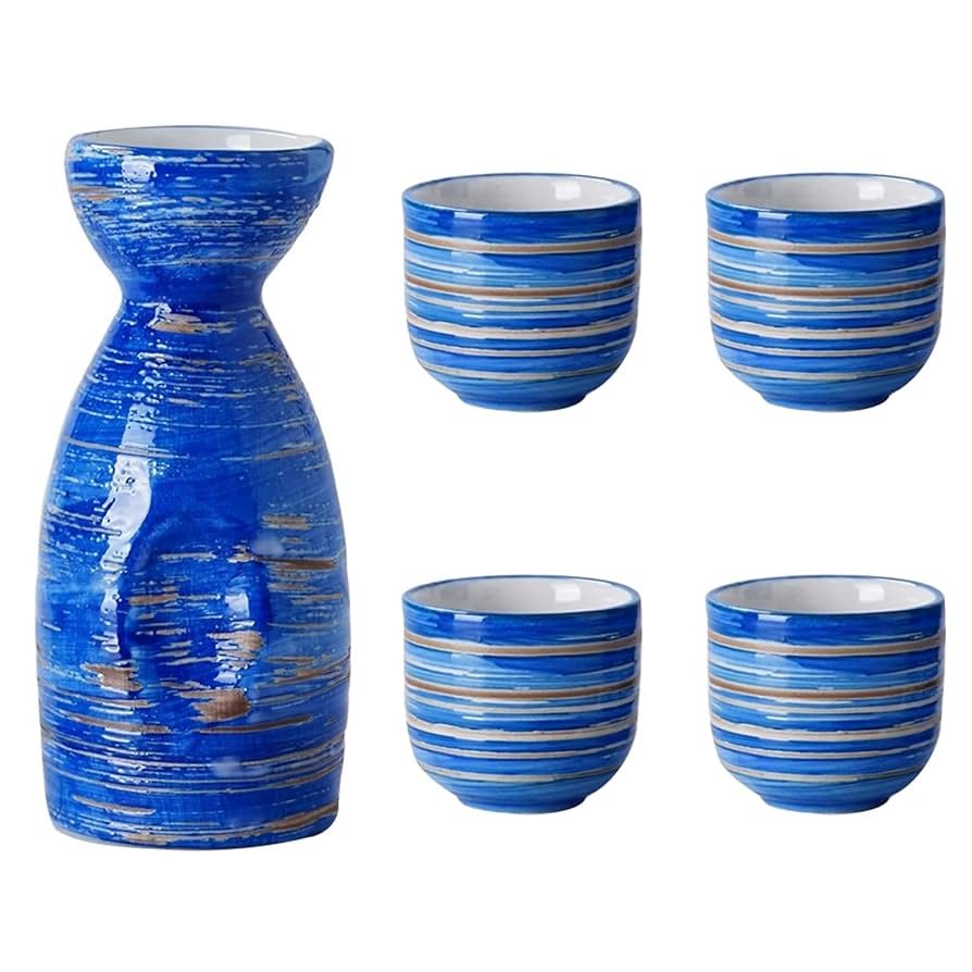 sake taurelių rinkinys | japoniško sake rinkinys| Rinkinys taurelių į sake japonų puodeliu rinkinys | Sakės grafinas ir taurės | japonisko sake rinkinys